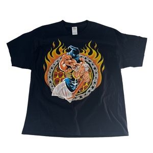 Vintage‎ Mortal Kombat Shirt Mens XL Black Executioner Axe Flame Y2K 90s Gamer